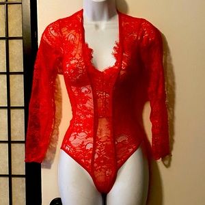 Gorgeous RED lace bodysuit